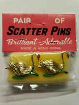 Vintage Brooches Pair of Swans Enamel Scatter Pins New Old Stock B-2 - £7.97 GBP