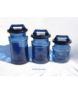 9&quot; or 7&quot; Cobalt Blue Glass Canister Milk Can Shape Storage Jar Cookie Ja... - £9.43 GBP