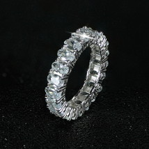 Luxury Vintage Silver Color Wedding Band Eternity Ring for Women Big Gift for La - £11.70 GBP