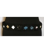 Black Mirror Beaded Tie Belt Vintage Bellydance Tribal Ethnic Boho Festi... - $19.56