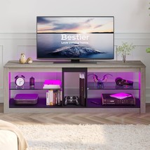 Bestier Entertainment Center Led Gaming Tv Stand For 55+ Inch Tv, Wash Gray - $2,310.23 MXN