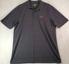 Greg Norman Polo Shirt Mens Medium Black Polyester Short Sleeve Logo Sli... - $18.48