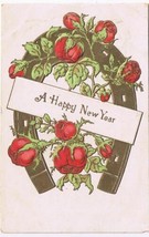 Holiday Postcard Happy New Year Horseshoe Rosebuds  - £2.31 GBP