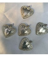 HEARTS 5 Silver Heart Charms Pendants Findings Crafts DIY - $4.95