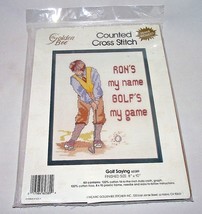 Golfer Counted Cross Stitch Kit Personalize Name Game Includes Frame Golf NIP - £12.47 GBP