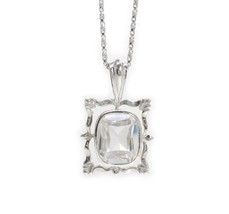 Sterling Silver Ornate Frame Sparkling Crystal Pendant Necklace, 18&quot; Clear - $29.99