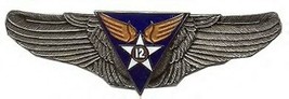 12TH AIR CORPS FORCE  USAF BIG PEWTER WING PIN - $16.14