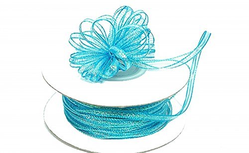 3mm-1/8&quot; Organza Pull Bow Ribbon Turquoise 50yd - $3.76