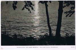 Postcard Moonlight On Lake Geneva College Camp Wisconsin - £7.77 GBP