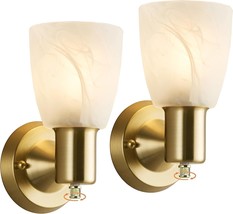Gold Vanity Wall Light Fixture Modern Sconce Glass Farmhouse Frosted Bathroom 2 - £48.35 GBP