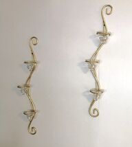 Gold Metal Wall Sconce Trio Votive Tealight Candle Holder Set of 2 for 6... - $39.95