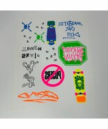 Vtg Sheet of Iron On Transfers T Shirt Skateboard 80&#39;s Colorful 12x16 - $11.13
