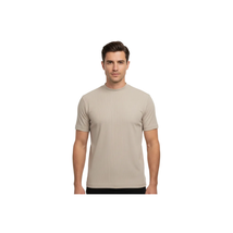 Mens Dressy T-Shirt Log-In Uomo Soft Crew Neck Corded Short Sleeves 218 Tan image 7