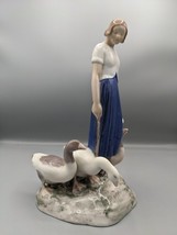 Vintage Denmark Bing &amp; Grondahl Porcelain Figurine Girl with Geese 2254 10&quot; - £87.77 GBP