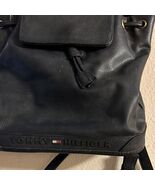 Tommy Hilfiger Women&#39;s Black Faux Leather Drawstring Mini Backpack - $41.83 CAD