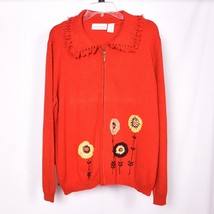 Alfred Dunner Women&#39;s Full Zip Fall Sweater Size XL Orange - £16.68 GBP