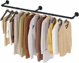Heavy Duty Hanging Clothes Rack Wall Mounted Hanging Rod Detachable Load... - $60.99