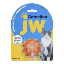 JW Pet Cataction Feather Ball Cat Toy Orange 1ea/One Size - £4.70 GBP