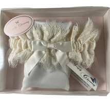 Wedding Ivory Garter with 3oz Stainless Steel Flask Pouch Satin Lace Bow... - £32.48 GBP