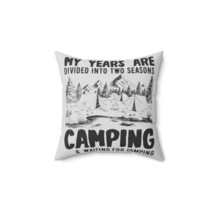 Camping Unisex Faux Suede Square Pillow Black and White Nature Design - £24.85 GBP+