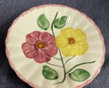 Blue Ridge Pottery Saucer Pink &amp; Yellow Flowers with Pink Rim Vintage 6” - $5.94