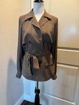 Michael Kors Taupe Silk Blend Belted Safari Shacket Short Trench SZ 4 Italy - £228.46 GBP