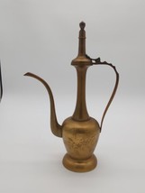 Vintage Etched Embossed Brass Tea Coffee Pot/ Boho Mid Century Modern Fa... - $46.74