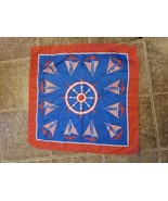 Scarf Nautical Red Blue 80s White Sail Boats Helm Ships Wheel  24x25 - $16.63 CAD