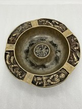 Vintage Brass Ashtray 6” Raised Center Asian Figures Made In Korea - £14.18 GBP