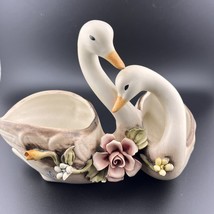 Vintage Double Swan Capodimonte Planter Dish  Centerpiece - £36.10 GBP