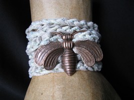 Antique Copper Finish Bumble bee charm Friendship Bracelet on ribbon Sash - £11.09 GBP