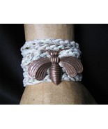 Antique Copper Finish Bumble bee charm Friendship Bracelet on ribbon Sash - $264.54 MXN