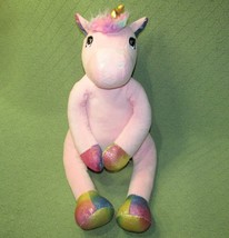 17&quot; Your Zone Rainbow Pink Unicorn Huggable Plush Stuffed Animal Sticky Hands + - £8.65 GBP