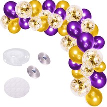 Purple Gold Balloon Garland Arch Kit, 121 Pcs Purple Gold Party Supplies... - £26.63 GBP