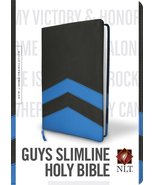 Guys Slimline Bible NLT, TuTone (Red Letter, LeatherLike, Charcoal/Blue ... - £38.33 GBP