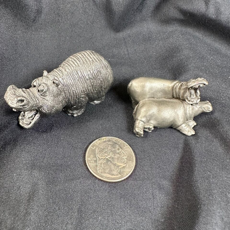Lot Of 2 Pewter Hippo Hudson Ricker Bartlett RB Hippo Metal Figures-
sho... - $36.37