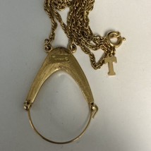 VINTAGE Signed Crown Trifari Pendant &amp; Necklace Missing Stone? For Parts Repair - £27.09 GBP