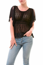 FREE PEOPLE Womens Top June Relaxed Fit Sheer Casual Stylish Black Size XS - £33.21 GBP