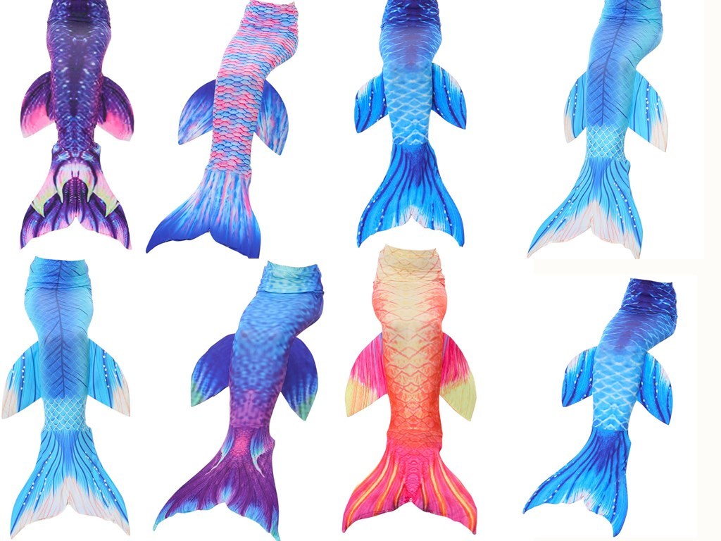 2017 Kids Adults Colorful Mermaid Tail Swimming Costume With Monofin Fin Cosplay