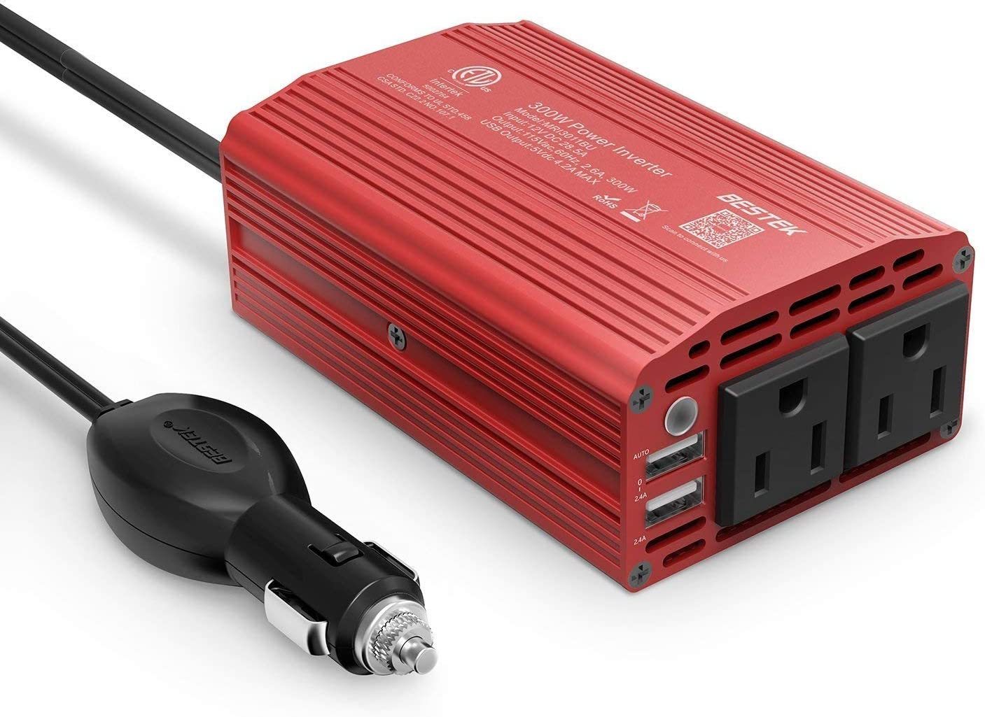 Bestek 300W Power Inverter Dc 12V To 110V Ac Car Inverter With Dual 4Poi... - $36.96
