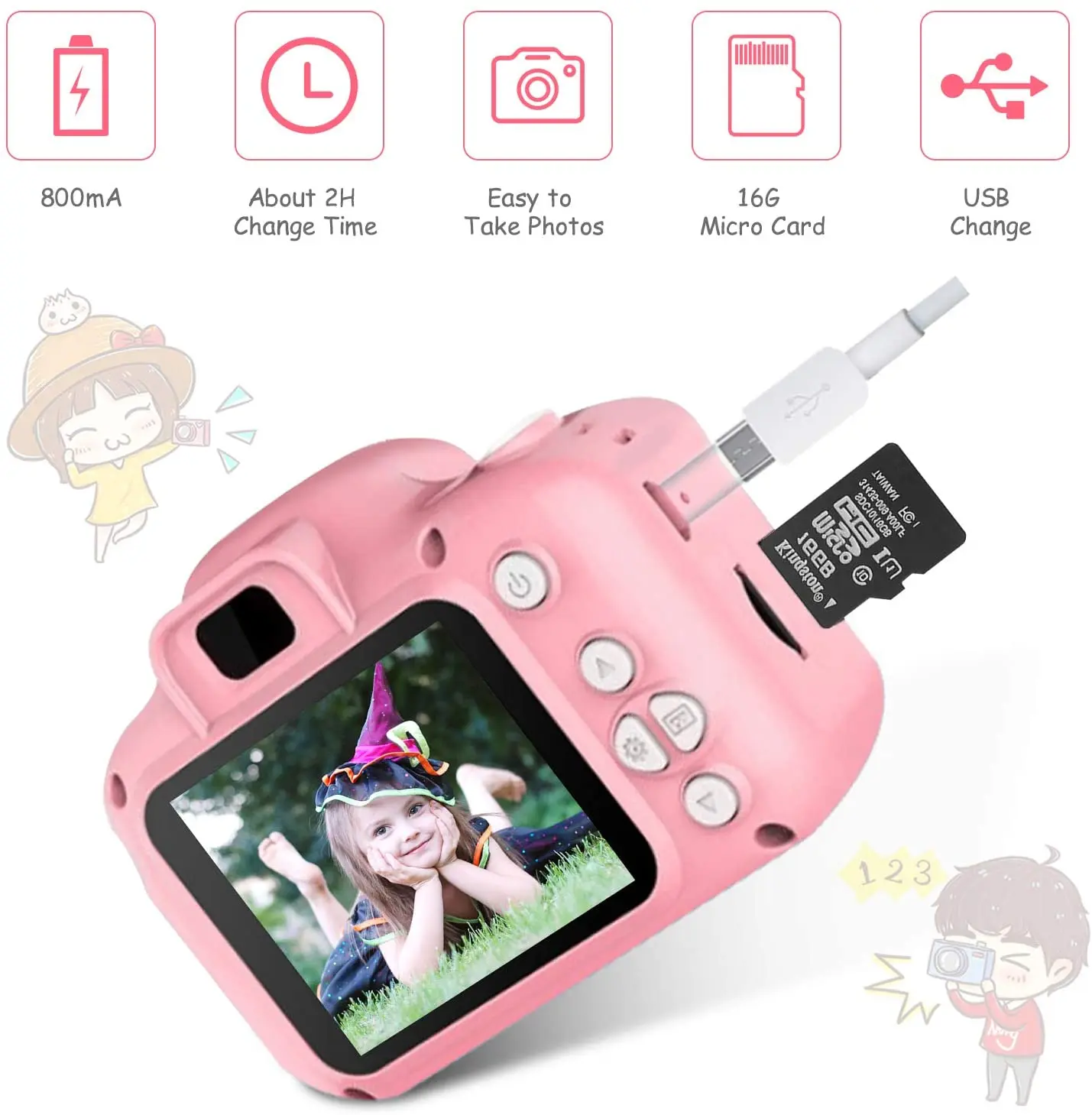 Kids Digital Camera Toys for Age 3-8, Toddler Cameras Mini Cartoon - £14.24 GBP+