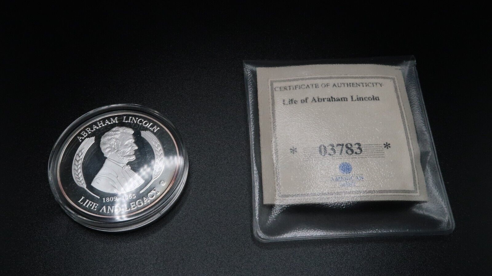 American Mint Life of Abraham Lincoln Coin/Gettysburg Address/COA - $10.89