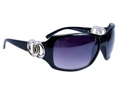 Women Sunglasses Black Wrap Around Rings Frame Oversize UV 400 Black Lens  - £12.06 GBP