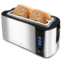Long Slot 4 Slice Toaster, Reheat, 6 Toast Settings, Defrost, Cancel Fun... - $64.99