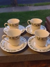 Set of 4 Home For The Holidays Tea and coffee Cup  Holly saucers Holiday... - $29.00
