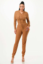 Women&#39;s Brown Rib Cargo Hoodie Set - $59.00