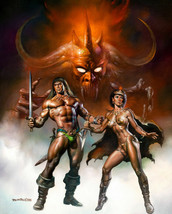 FRAMED CANVAS Art print giclee conan the fearless barbarian 24&quot;X18&quot; - £65.24 GBP