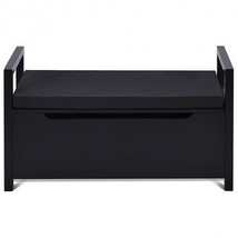 34.5 15.5 19.5 Inch Shoe Storage Bench with Cushion Seat for Entryway-Black - Co - £74.97 GBP