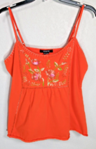 Arden B Embroidered Flower Orange Tank Top Size Large - £10.19 GBP