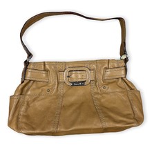 Tignanello Camel Brown Leather Shoulder Bag Buckle Purse Inner Sections Pockets - £17.75 GBP